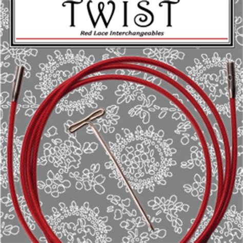 ChiaoGoo Twist 30" Small Red Lace Interchangeable Cable 37"/93 cm for Mini Tips with locking key.